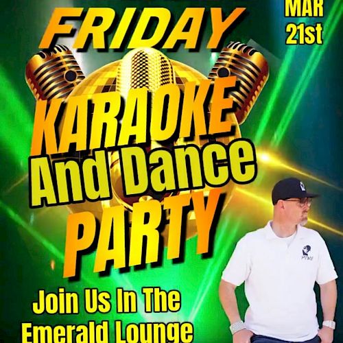 Friday Karaoke and Dance Party at VOCO Laguna Hills' Emerald Lounge, March 21st, 7PM-10PM, hosted by DJ Dee. Free parking available.