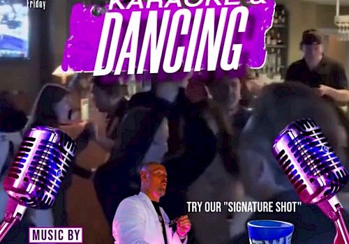 Flyer for a karaoke and dancing event at Emerald Lounge, 25205 La Paz Rd, Laguna Hills. Music by DJ Dee, starts at 7 PM.